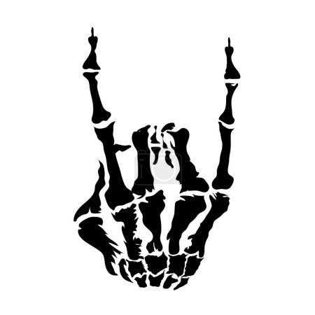 Ilustración de Esqueleto Diablo Cuerno Mano silueta negra sobre un fondo transparente - Imagen libre de derechos