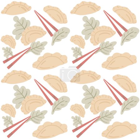 Illustration for Dumplings hand drawn seamless pattern. Vector illustration - Royalty Free Image