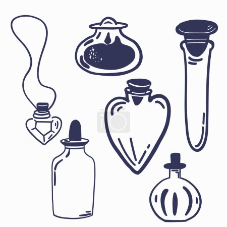 Illustration for Flask alchemy boho style monochrome bulb. Vector illustration - Royalty Free Image