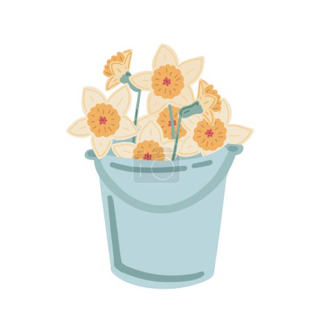 Ilustración de Narciso diseño plano conjunto primavera flor. Ilustración vectorial - Imagen libre de derechos