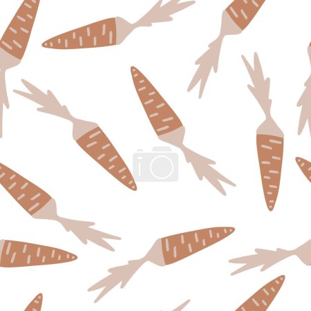 Zanahorias niños diseño plano patrón sin costuras. Ilustración vectorial
