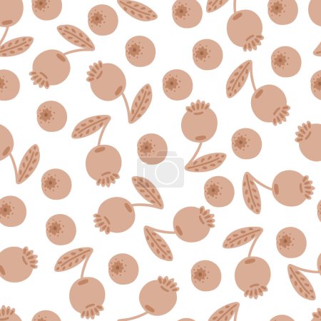 Berries brown pastel flat design children seamless pattern. Vector illustration