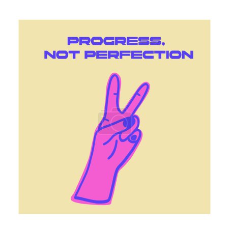 Signo del dedo de la paz con la tarjeta del cartel del diseño plano frase. Ilustración vectorial
