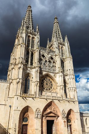 Photo for The Cathedral of Saint Mary of Burgos, catholic church in the style of French Gothic architecture, in the historical center. Declared a World Heritage Site. Burgos, Spain. - Royalty Free Image