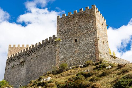 Burg von San Vicente de Argueso, mittelalterliche Festung auf einem Hügel. Stadtbezirk Hermandad de Campoo de Suso, Südkantabrien, Spanien.