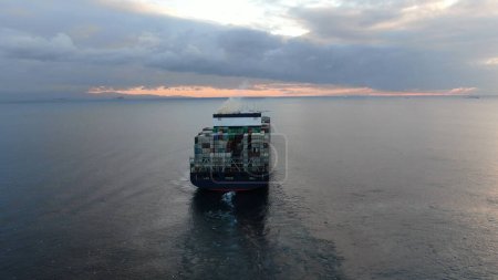 Photo for Aerial footage of ultra large container ship - Royalty Free Image