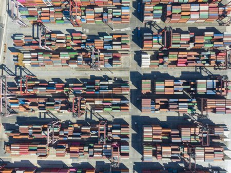 Photo for ISTANBUL - JUNE 17, 2023: Aerial Port of Long Beach Container Yard - Royalty Free Image