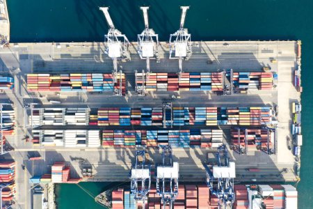 Photo for ISTANBUL - JUNE 17, 2023: Aerial Port of Long Beach Container Yard - Royalty Free Image