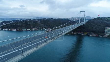 Photo for The Osmangazi Bridge spans across the Gulf of Izmit in Dilovasi, Turkey, - Royalty Free Image