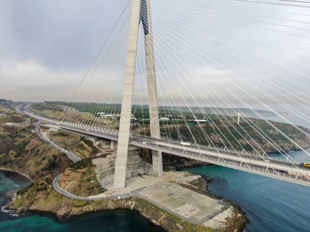 Photo for The Osmangazi Bridge spans across the Gulf of Izmit in Dilovasi, Turkey, - Royalty Free Image