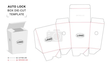 Chocolate box die cut template with 3D blank vector mockup for food packaging