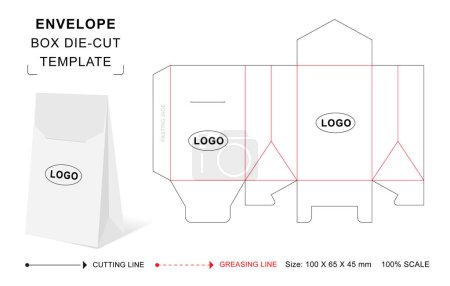 Geschenk-Umschlag-Box gestanzte Vorlage mit 3D-Leervektor-Attrappe