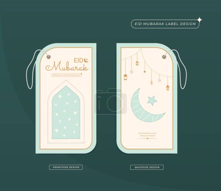 Islamic Greetings Card for Eid Mubarak Party Decoration. Vector Illustration.