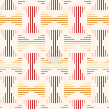 Geometrische Form nahtlosen Muster Hintergrund rot und orange. Vektor nahtlose Streifenlinien
