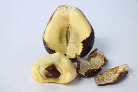 Photo for Bitten snakefruit isolated on white background - Royalty Free Image