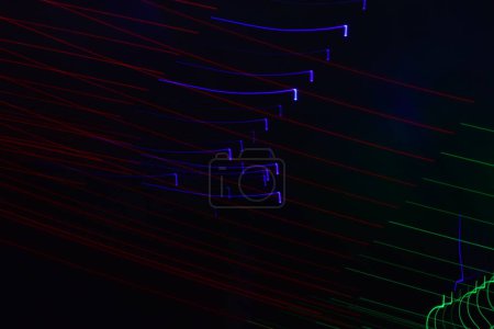 Photo for Long exposure colorful abstract line painting background isolated on black. curvy lines from led strip lighting on black background - Royalty Free Image