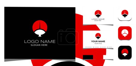 Ilustración de Logo de la plantilla Abanico de mano japonés creativo o logotipo de Sensu Or Uchiha en Naruto. Plantilla creativa con paleta de colores, marca visual, tarjeta de visita e icono. - Imagen libre de derechos