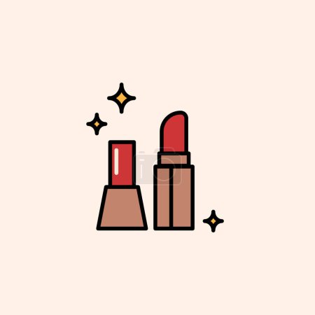 Photo for Icon outline flat color about makeup tools, salon, beauty, cosmetics, woman. editable color. outline flat icon style. - Royalty Free Image
