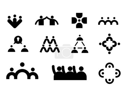 Diseño de iconos de trabajo en equipo minimalista. accidente cerebrovascular y relleno editable. vamos a hacer su diseño más fácil.