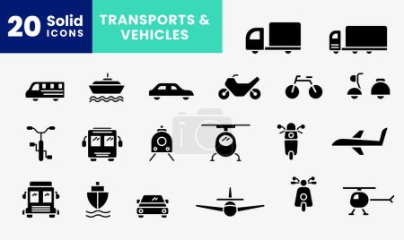 Icon solid pack transports, transportation, vehicles, travel, delivery, shipping and much more. editable file, solid icon style