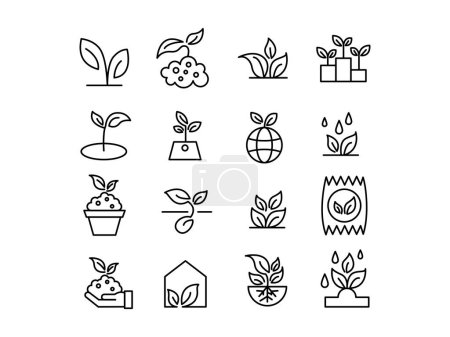 Illustration for Outline Icon pack of Save Earth and Ecology, include leaf, tree, industry, nature, badge and more. editable file, easy to uses, line icon style. - Royalty Free Image