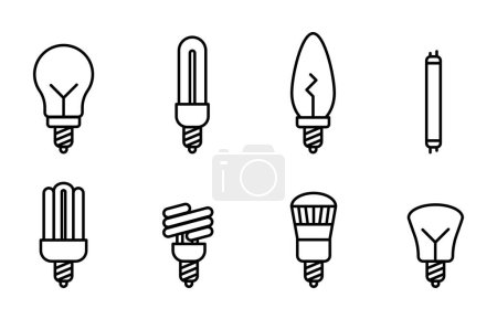 Illustration for Variation of bulbs lamp, Editable stroke, Let's make your design Easier - Royalty Free Image