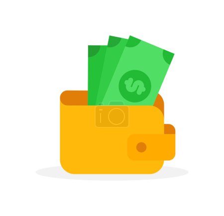 Illustration for Flat icon wallet and dollar, vector illustration - Royalty Free Image