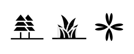Illustration for Icon Glyph grass leaves, trees, flower, gardening. editable color. - Royalty Free Image