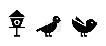 Illustration for Icon glyph color birds and bird house. editable color. - Royalty Free Image