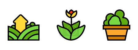 Illustration for Icon line fill color gardening, flower, nature, garden. editable color. - Royalty Free Image
