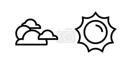 Illustration for Icon line Cloud and sun. editable color. - Royalty Free Image