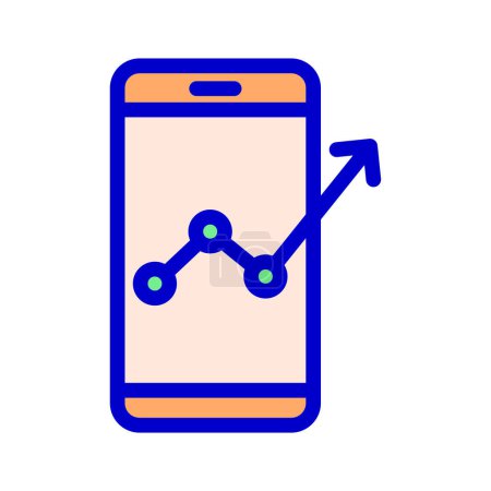 Illustration for Icon chart monitoring, chart magnify, chart phone. editable file and color. - Royalty Free Image
