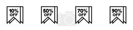 Téléchargez les illustrations : Icon discount 10 %, 50 %, 70 % 90 %, Commerce électronique. fichier modifiable. illustration vectorielle - en licence libre de droit