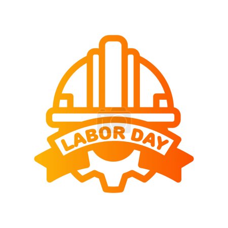 Illustration for Icon Labor Day with concept ribbon, labor rights, labor tools, helmet, worker. editable file, vector illustration. - Royalty Free Image