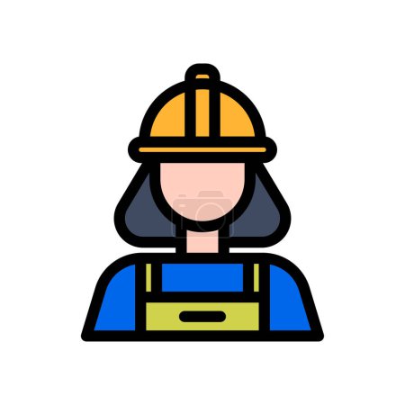 Illustration for Icon Labor Day with concept women engineer employee or mechanic. editable file, vector illustration. - Royalty Free Image