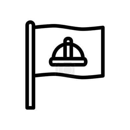 Téléchargez les illustrations : Icône Fête du travail avec drapeau concept et casque. fichier modifiable, illustration vectorielle. - en licence libre de droit