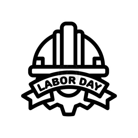 Illustration for Icon Labor Day with concept ribbon, labor rights, labor tools, helmet, worker. editable file, vector illustration. - Royalty Free Image
