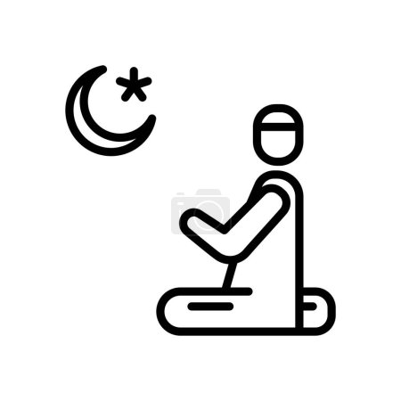 Ilustración de Icono Manos Orando, icono Salat, Oración, icono Ramadán Kareem, ilustración vectorial, color editable - Imagen libre de derechos