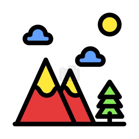 Illustration for Icon mountain, forest, tree, Holyday. editable file and color. - Royalty Free Image