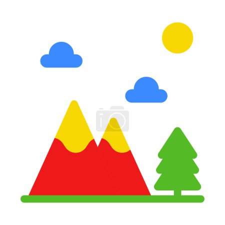 Téléchargez les illustrations : Icône montagne, forêt, arbre, Holyday. fichier modifiable et couleur. - en licence libre de droit