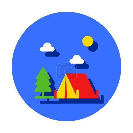 Téléchargez les illustrations : Icône Camp tente, Holyday. fichier modifiable et couleur. - en licence libre de droit