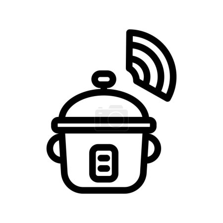 Illustration for Icon Smart rice cooker, Internet of thing, wireless, Wi-Fi, signal. vector illustration. editable file - Royalty Free Image