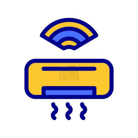 Illustration for Icon Smart AC, Air Conditioner, Internet of thing, wireless, Wi-Fi, signal. vector illustration. editable file - Royalty Free Image
