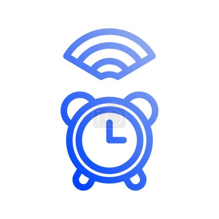 Illustration for Icon Smart alarm clock, Internet of thing, wireless, Wi-Fi, signal. vector illustration. editable file. - Royalty Free Image