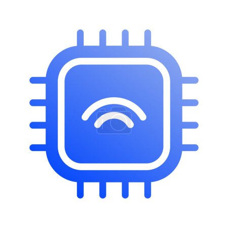 Illustration for Icon IoT Chipset, processor, CPU, Internet of thing, wireless, Wi-Fi, signal. vector illustration. editable file. - Royalty Free Image