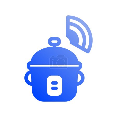Illustration for Icon Smart rice cooker, Internet of thing, wireless, Wi-Fi, signal. vector illustration. editable file - Royalty Free Image
