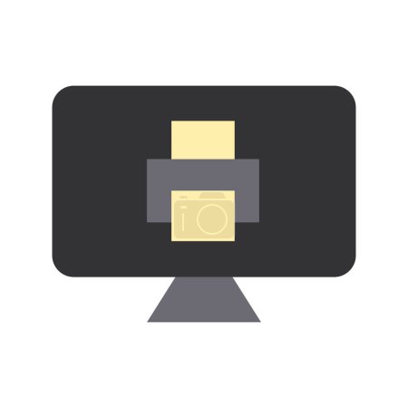 Ilustración de Impresora de iconos y móvil o sitio web con estilo de color plano - Imagen libre de derechos