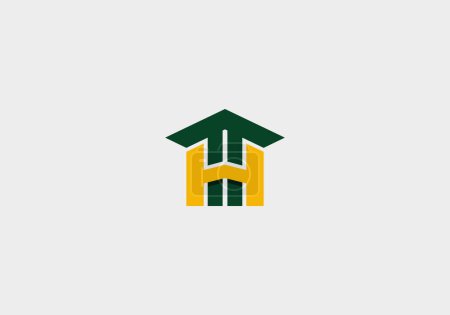 Téléchargez les illustrations : Logo House Lettre T et H ou T, élégant moderne et minimaliste, couleur modifiable - en licence libre de droit