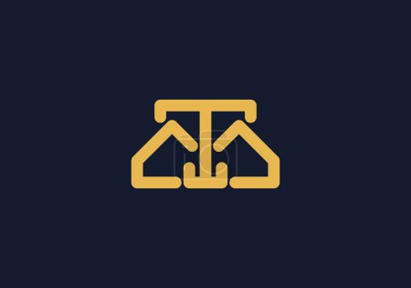 Illustration for Logo Home and letter T, Logo Building or Real estate, elegant modern and minimalist, editable color - Royalty Free Image