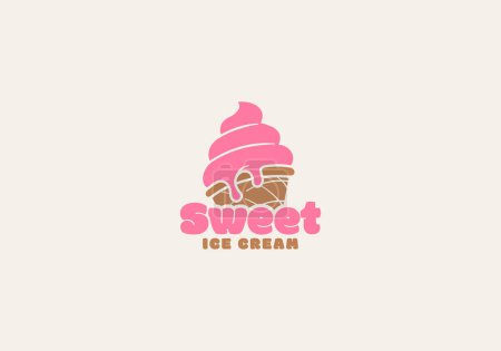 Téléchargez les illustrations : Logo Crème glacée douce, Logo Crème glacée, amusant, frais et convivial, couleur modifiable - en licence libre de droit